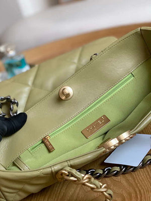 Chanel AS3519 CHANEL19 Shopping Bag Shiny Lambskin Light Yellow - Default Title - View 6