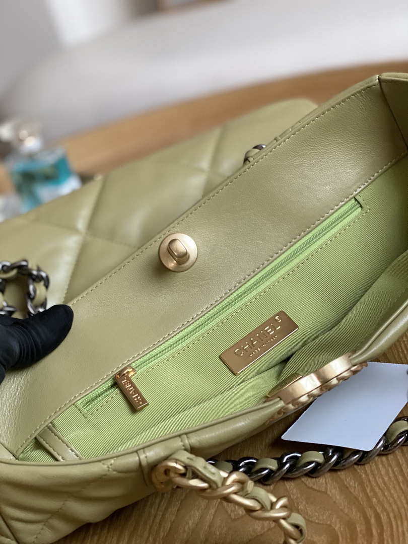Chanel AS3519 CHANEL19 Shopping Bag Shiny Lambskin Light Yellow - Default Title - View 6