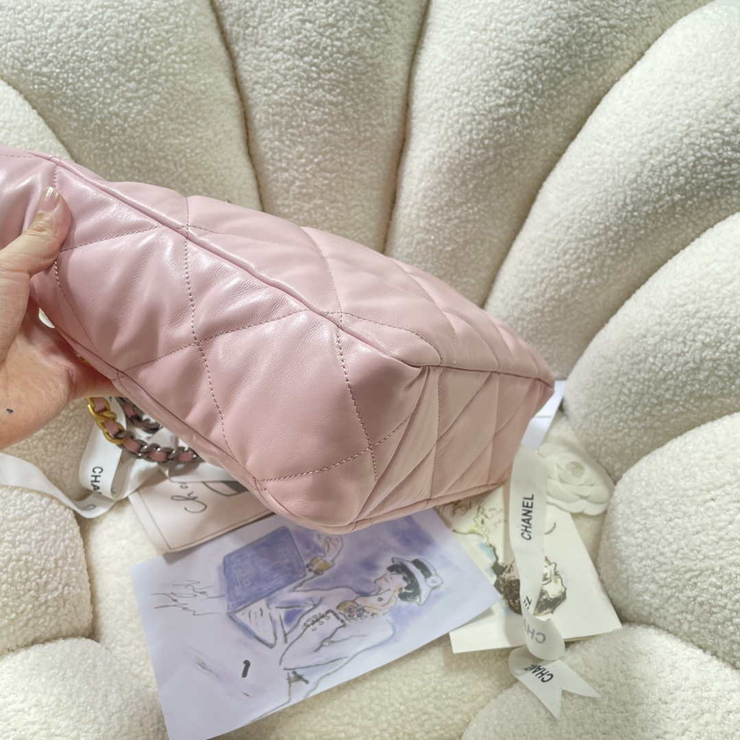 Chanel AS3519 CHANEL19 Shopping Bag Shiny Lambskin Pink - Default Title - View 3