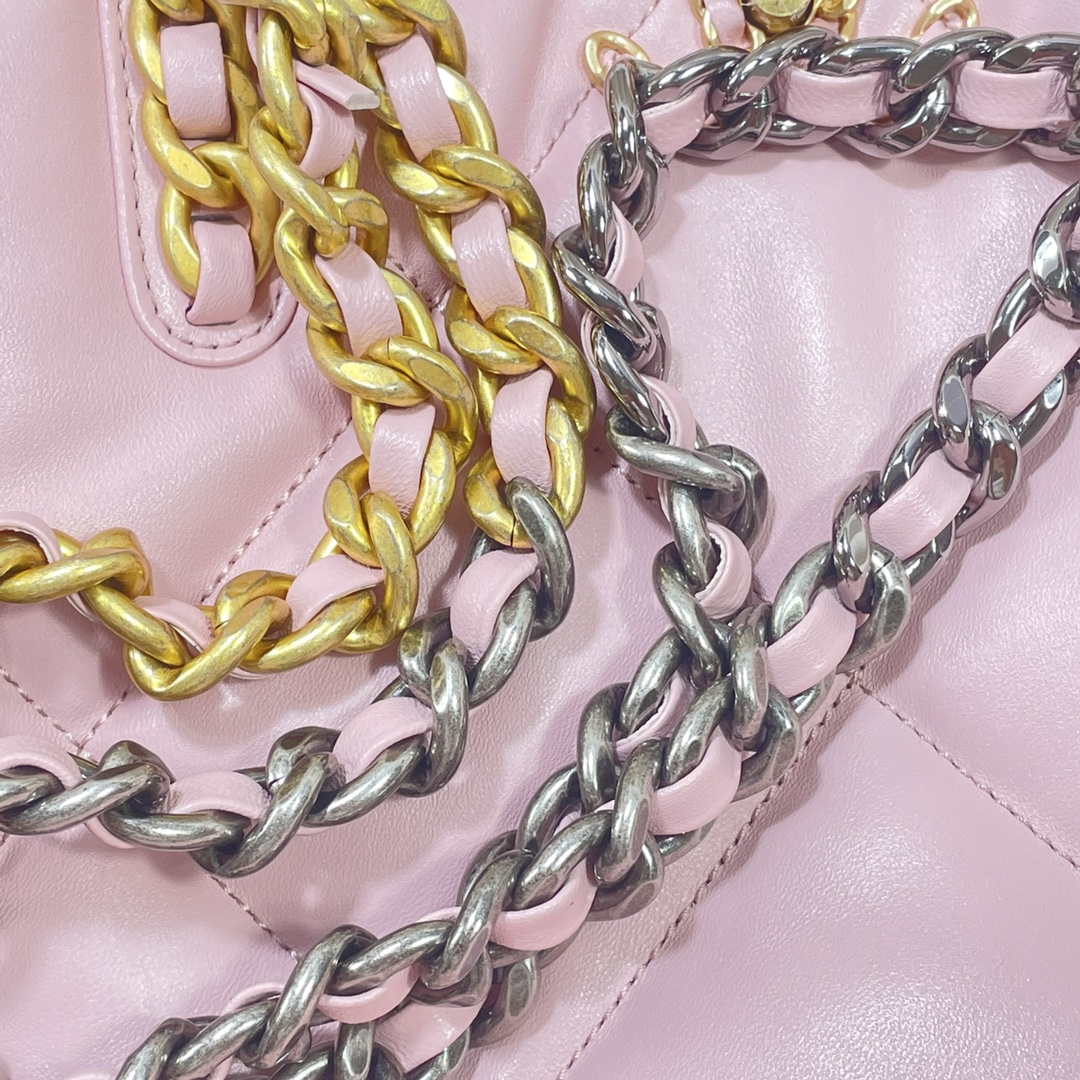 Chanel AS3519 CHANEL19 Shopping Bag Shiny Lambskin Pink - Default Title - View 7