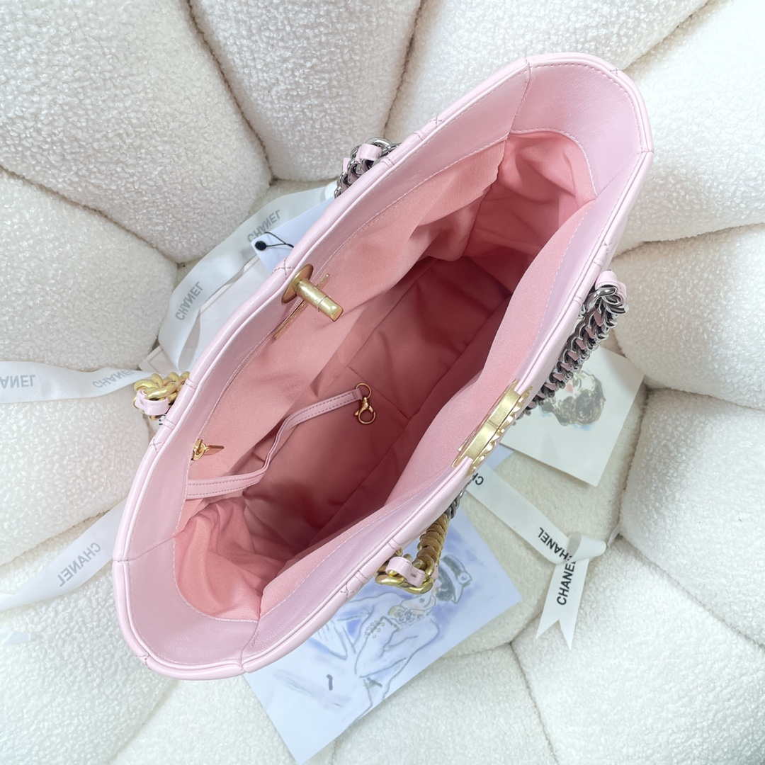 Chanel AS3519 CHANEL19 Shopping Bag Shiny Lambskin Pink - Default Title - View 8