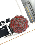 Chanel AS3548 Evening Blingbling Round Camellia Box Wine Red