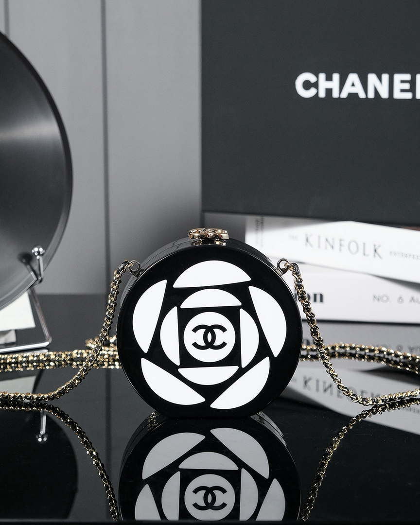 Chanel AS3548 Evening Round Lambskin white