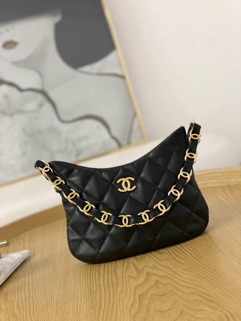 Chanel AS3562 Hobo Handbag Lambskin Black - Default Title - View 1