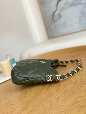 Chanel AS3562 Hobo Handbag Lambskin Dark Green - Default Title - View 4