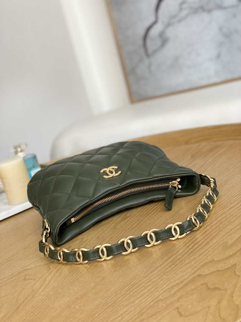 Chanel AS3562 Hobo Handbag Lambskin Dark Green - Default Title - View 5