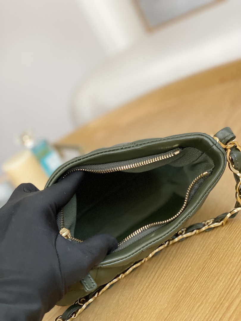 Chanel AS3562 Hobo Handbag Lambskin Dark Green - Default Title - View 8