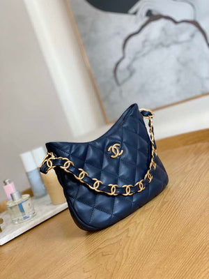 Chanel AS3562 Hobo Handbag Lambskin Navy blue - Default Title - View 3