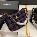 Chanel AS3562 Hobo Handbag Wool Tweed Purple - Default Title - View 1