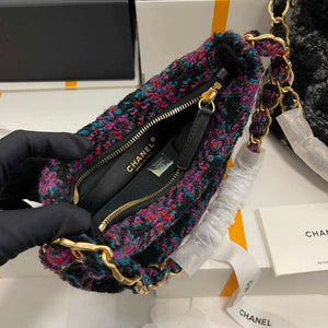 Chanel AS3562 Hobo Handbag Wool Tweed Purple - Default Title - View 7