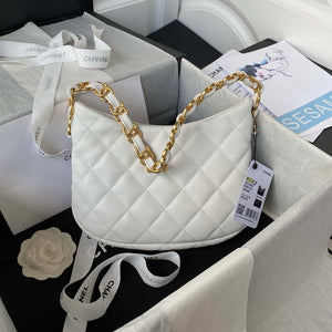 Chanel AS3562 Ssmall Hobo Handbag Lambskin White - Default Title - View 2