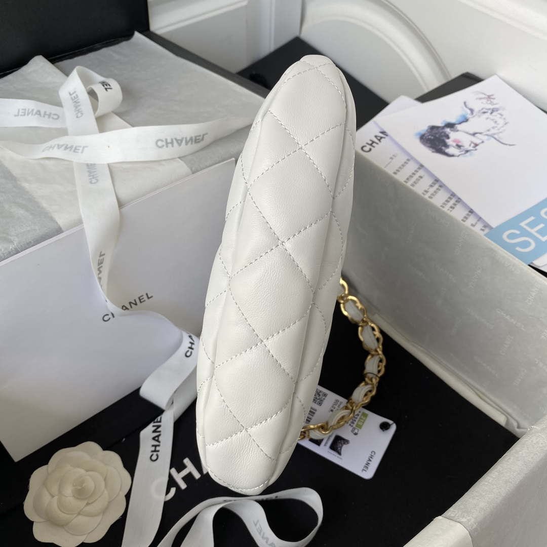 Chanel AS3562 Ssmall Hobo Handbag Lambskin White