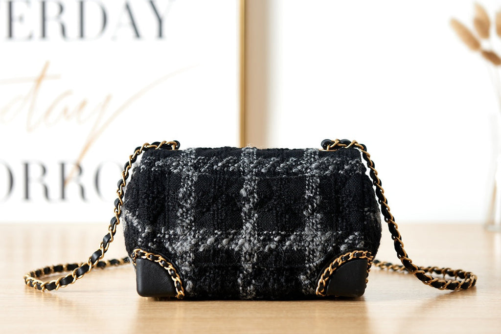 Chanel AS3572 Small Flap Bag Wool Tweed Black
