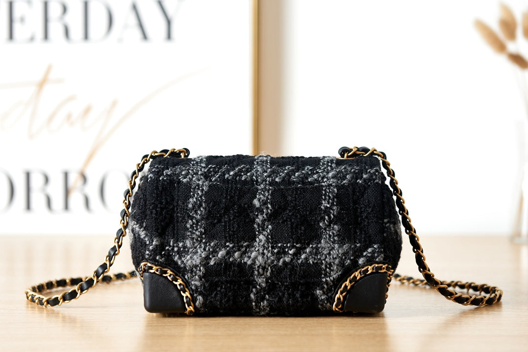 Chanel AS3572 Small Flap Bag Wool Tweed Black