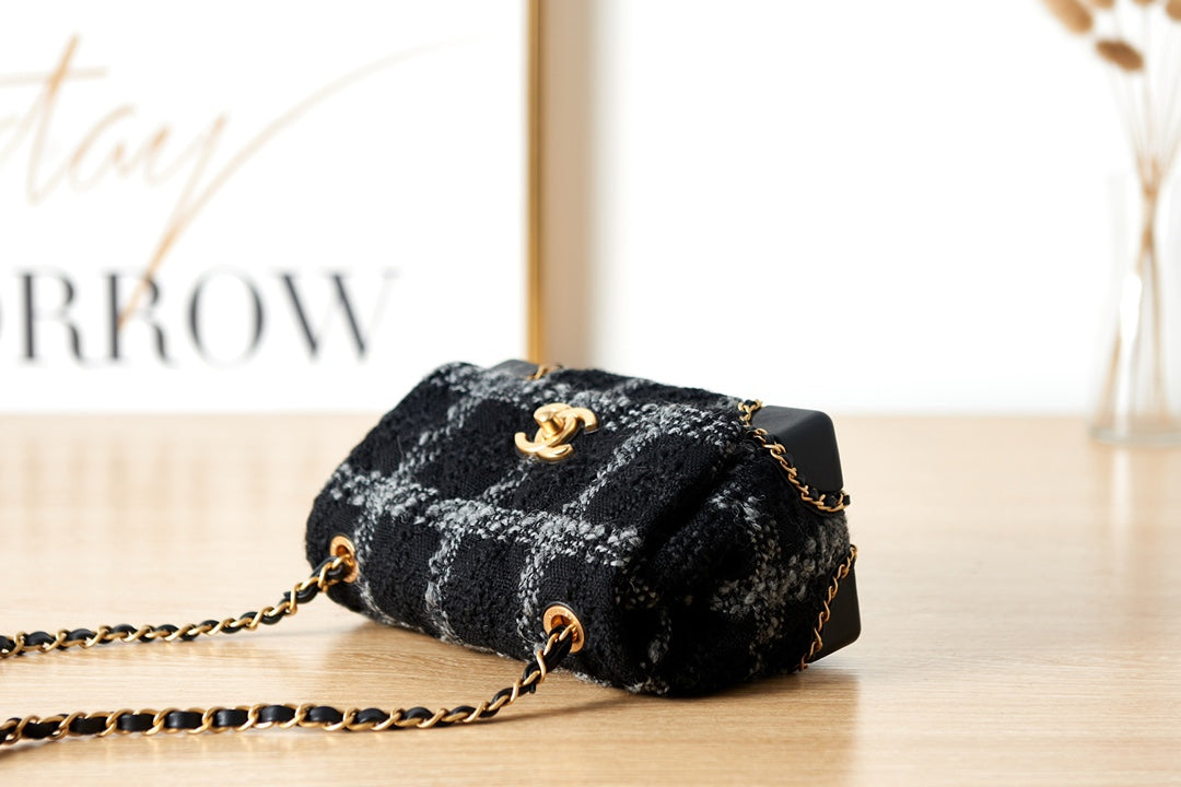 Chanel AS3572 Small Flap Bag Wool Tweed Black