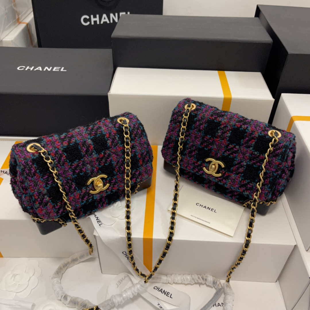 Chanel AS3572 Small Flap Bag Wool Tweed Purple - Default Title - View 1