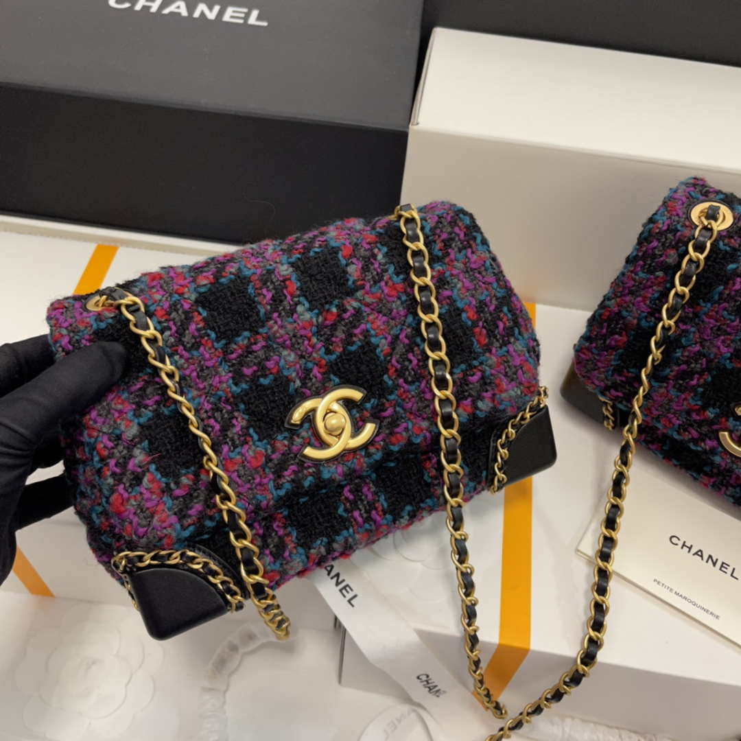 Chanel AS3572 Small Flap Bag Wool Tweed Purple - Default Title - View 2