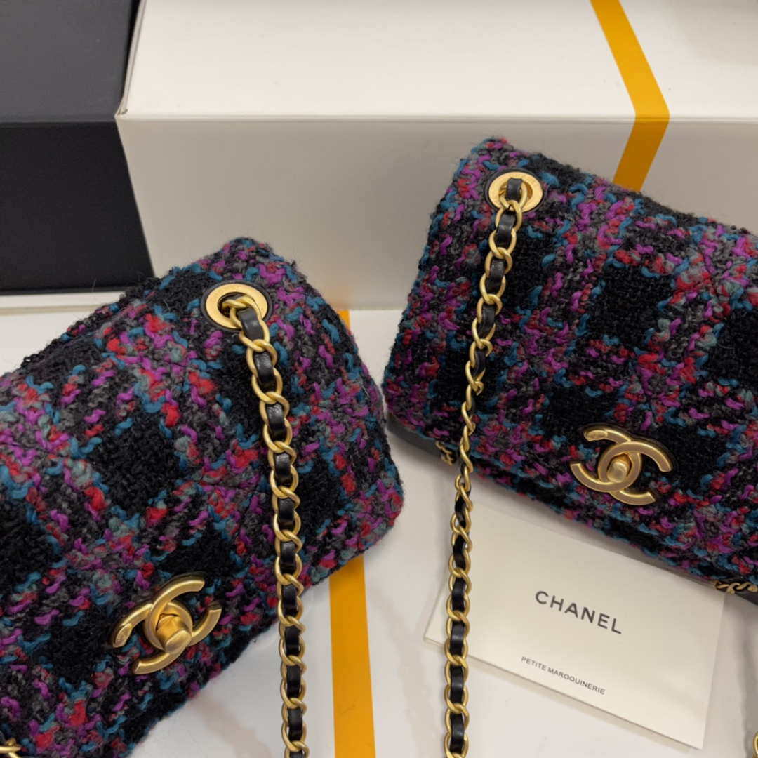 Chanel AS3572 Small Flap Bag Wool Tweed Purple - Default Title - View 3