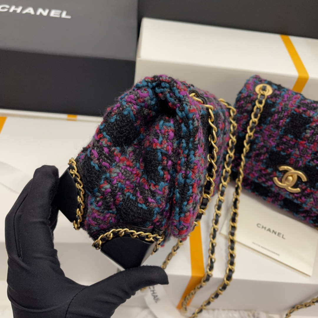 Chanel AS3572 Small Flap Bag Wool Tweed Purple - Default Title - View 6