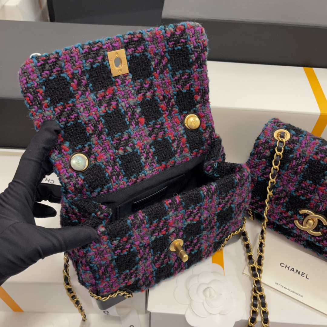 Chanel AS3572 Small Flap Bag Wool Tweed Purple - Default Title - View 7