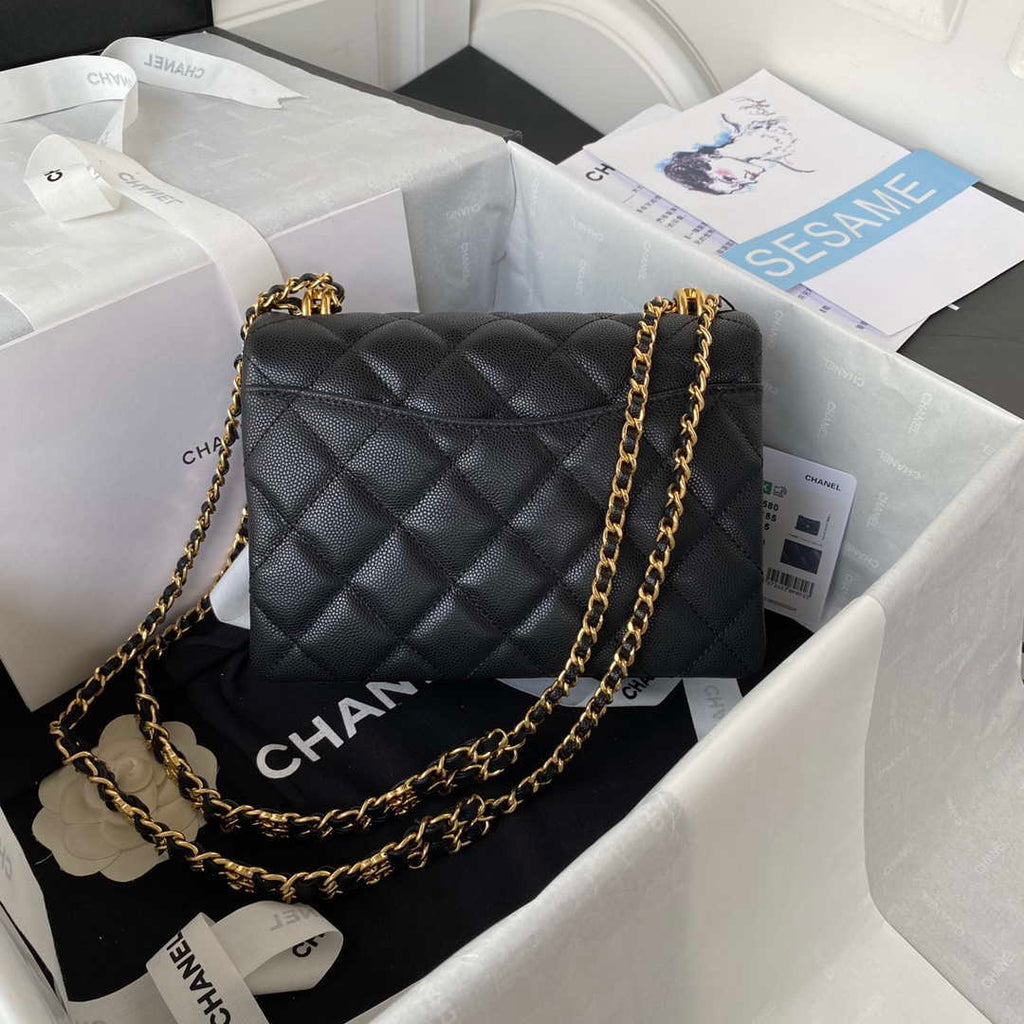 Chanel AS3580 Small Flap Bag Lambskin Lambskin & Gold-Tone Metal Black