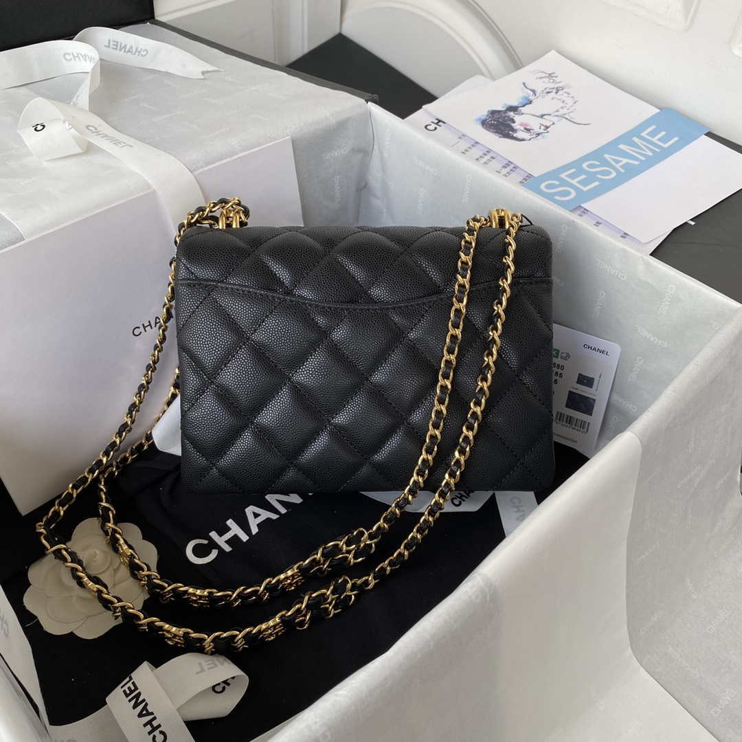 Chanel AS3580 Small Flap Bag Lambskin Lambskin & Gold-Tone Metal Black - Default Title - View 2