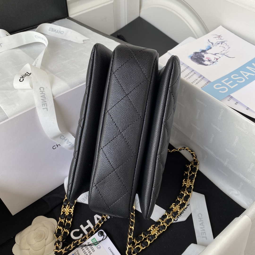 Chanel AS3580 Small Flap Bag Lambskin Lambskin & Gold-Tone Metal Black - Default Title - View 6