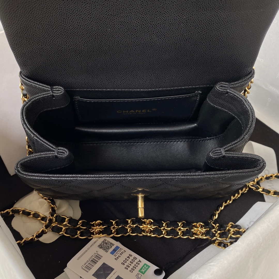 Chanel AS3580 Small Flap Bag Lambskin Lambskin & Gold-Tone Metal Black