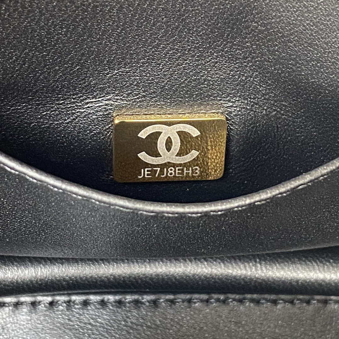 Chanel AS3580 Small Flap Bag Lambskin Lambskin & Gold-Tone Metal Black - Default Title - View 9