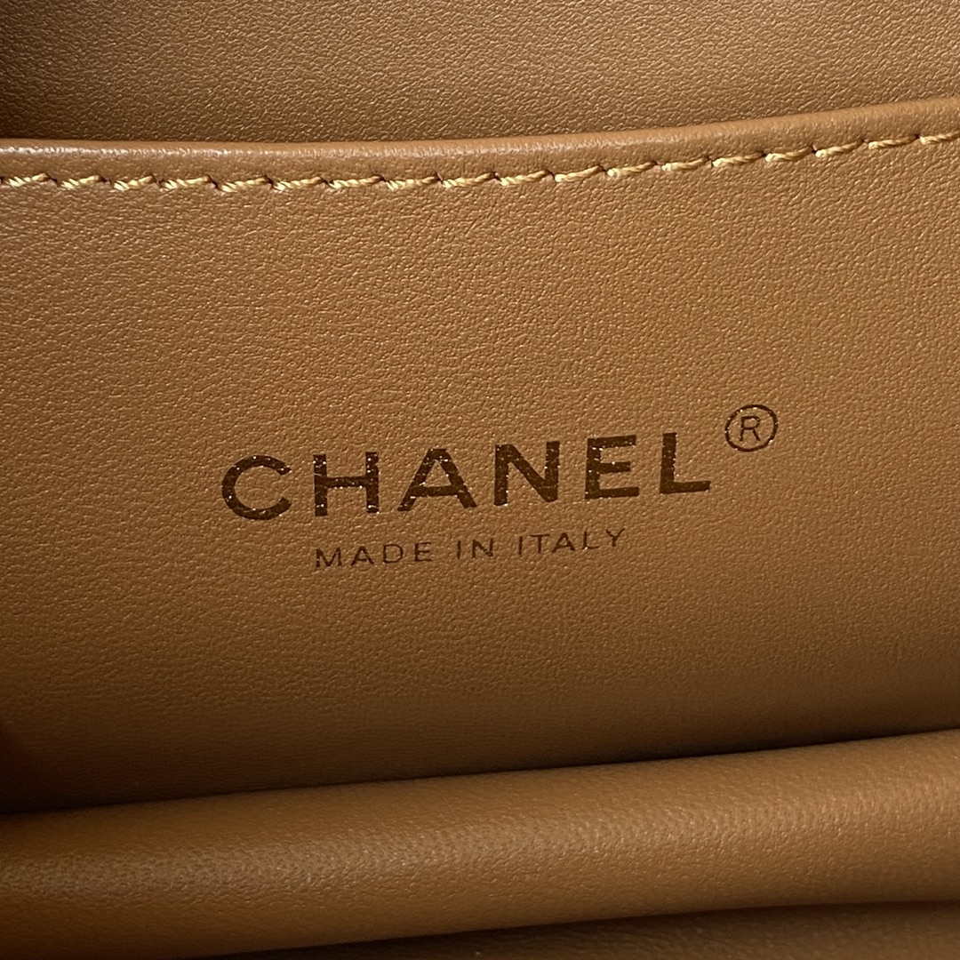 Chanel AS3580 Small Flap Bag Lambskin Lambskin & Gold-Tone Metal Brown - Default Title - View 8