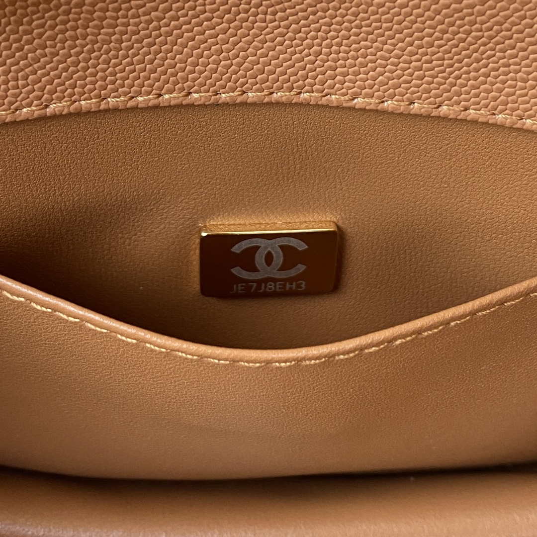 Chanel AS3580 Small Flap Bag Lambskin Lambskin & Gold-Tone Metal Brown - Default Title - View 9