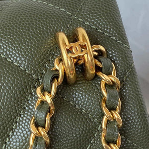 Chanel AS3580 Small Flap Bag Lambskin Lambskin & Gold-Tone Metal Green - Default Title - View 4