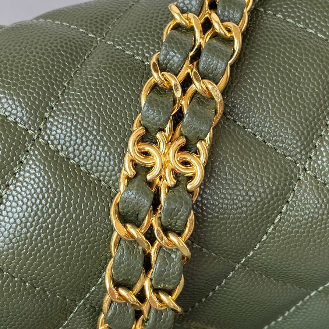 Chanel AS3580 Small Flap Bag Lambskin Lambskin & Gold-Tone Metal Green - Default Title - View 5