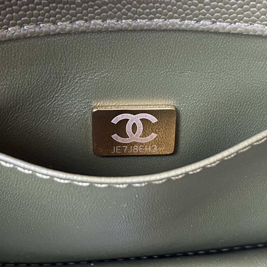 Chanel AS3580 Small Flap Bag Lambskin Lambskin & Gold-Tone Metal Green - Default Title - View 9