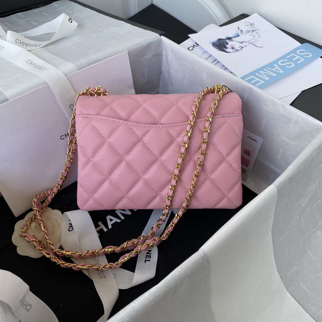 Chanel AS3580 Small Flap Bag Lambskin Lambskin & Gold-Tone Metal Pink - Default Title - View 2