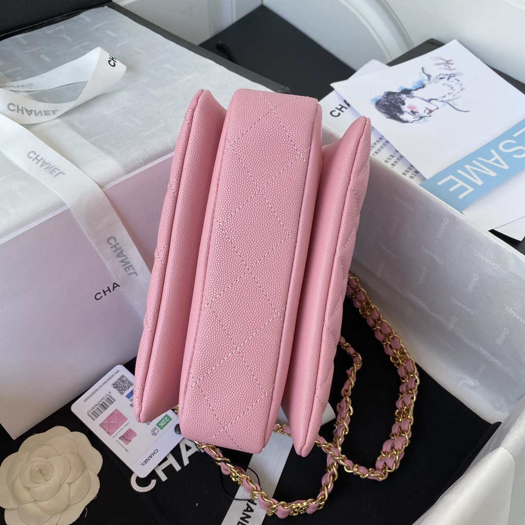 Chanel AS3580 Small Flap Bag Lambskin Lambskin & Gold-Tone Metal Pink - Default Title - View 6