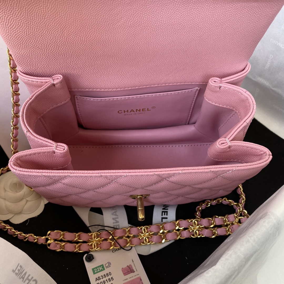 Chanel AS3580 Small Flap Bag Lambskin Lambskin & Gold-Tone Metal Pink - Default Title - View 7