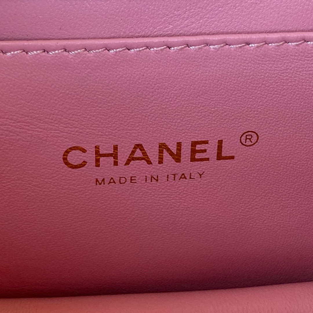 Chanel AS3580 Small Flap Bag Lambskin Lambskin & Gold-Tone Metal Pink - Default Title - View 8