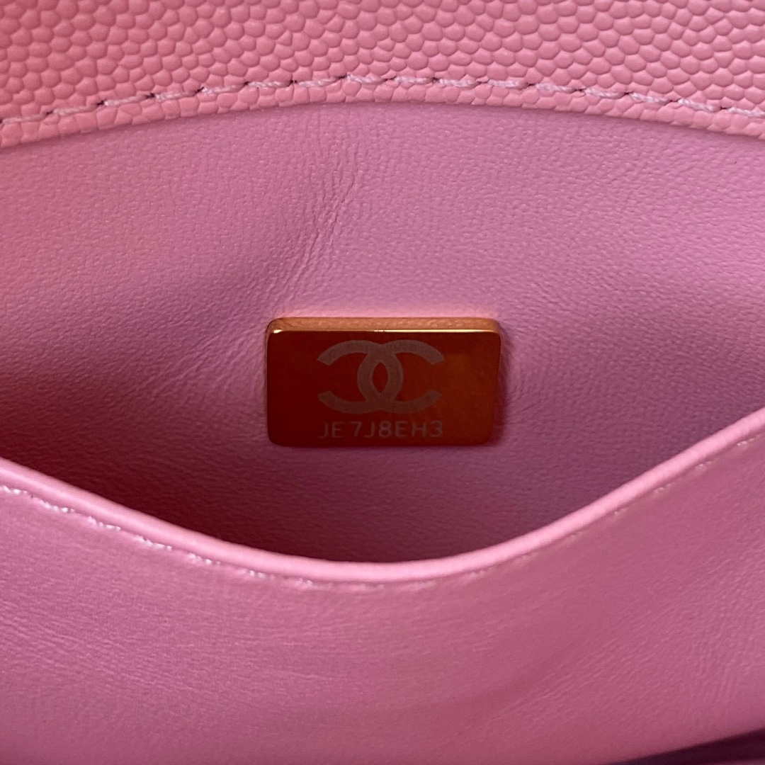 Chanel AS3580 Small Flap Bag Lambskin Lambskin & Gold-Tone Metal Pink - Default Title - View 9
