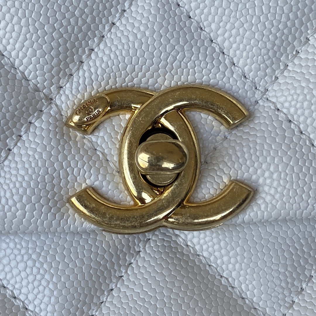 Chanel AS3580 Small Flap Bag Lambskin Lambskin & Gold-Tone Metal White