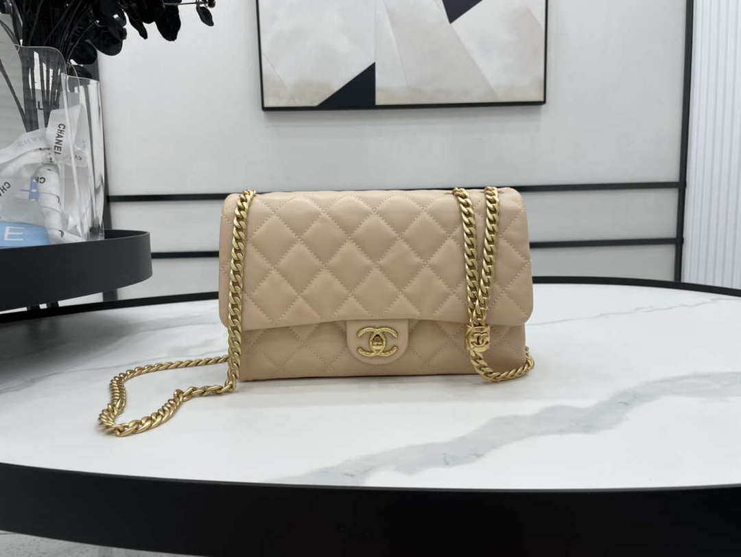 Chanel AS3609 Flap Bag Lambskin Lambskin & Gold-Tone Metal Apricot - Default Title - View 1