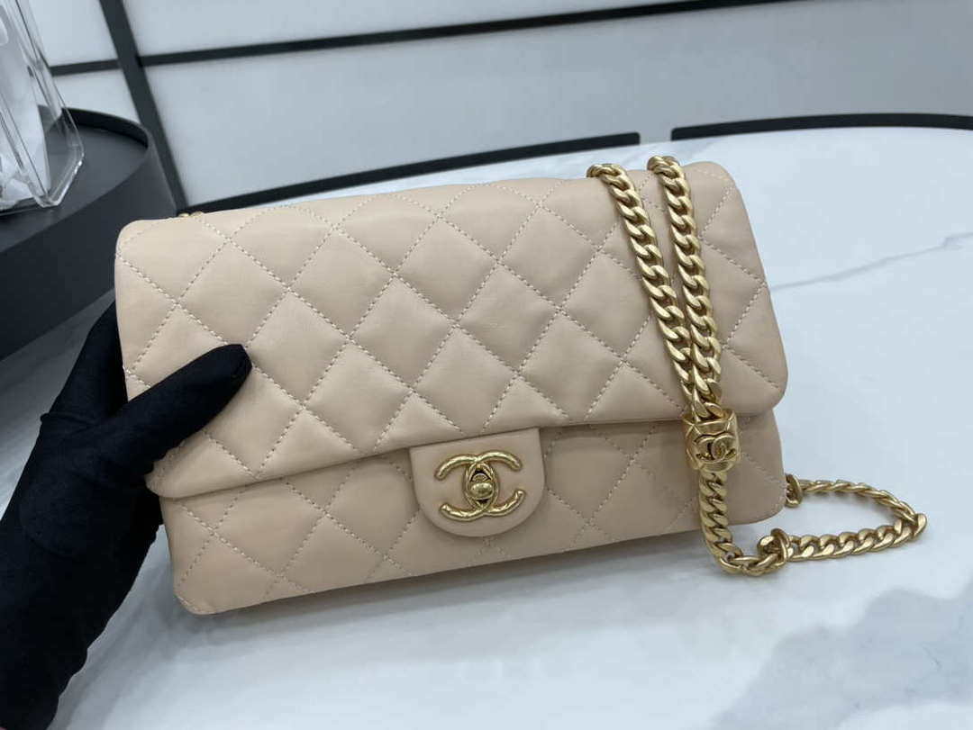 Chanel AS3609 Flap Bag Lambskin Lambskin & Gold-Tone Metal Apricot - Default Title - View 2