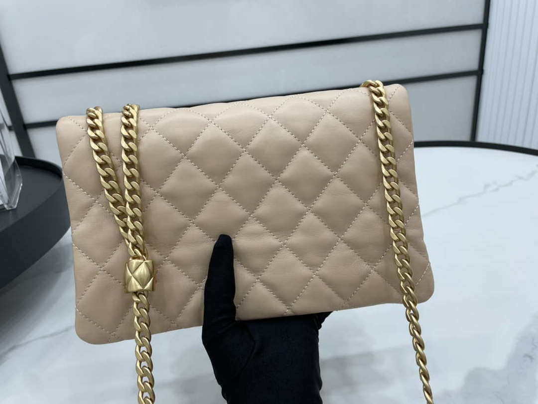 Chanel AS3609 Flap Bag Lambskin Lambskin & Gold-Tone Metal Apricot - Default Title - View 4