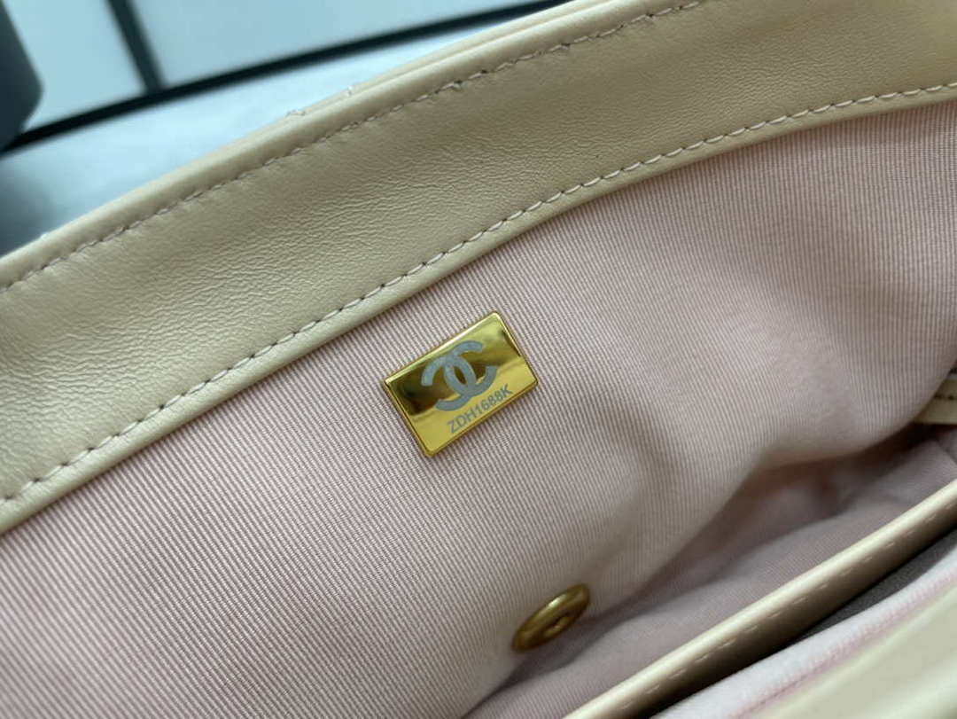 Chanel AS3609 Flap Bag Lambskin Lambskin & Gold-Tone Metal Apricot - Default Title - View 9