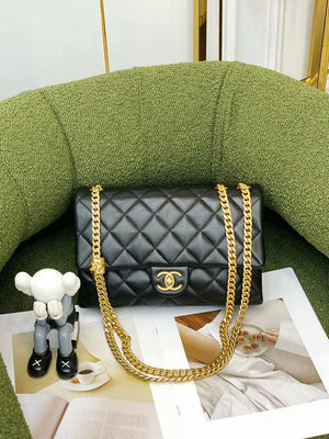 Chanel AS3609 Flap Bag Lambskin Lambskin & Gold-Tone Metal Black - Default Title - View 1