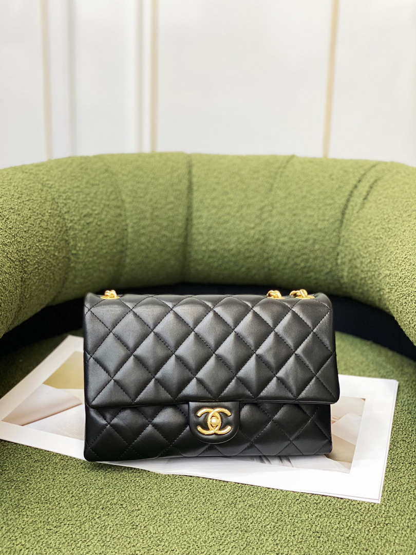 Chanel AS3609 Flap Bag Lambskin Lambskin & Gold-Tone Metal Black - Default Title - View 2