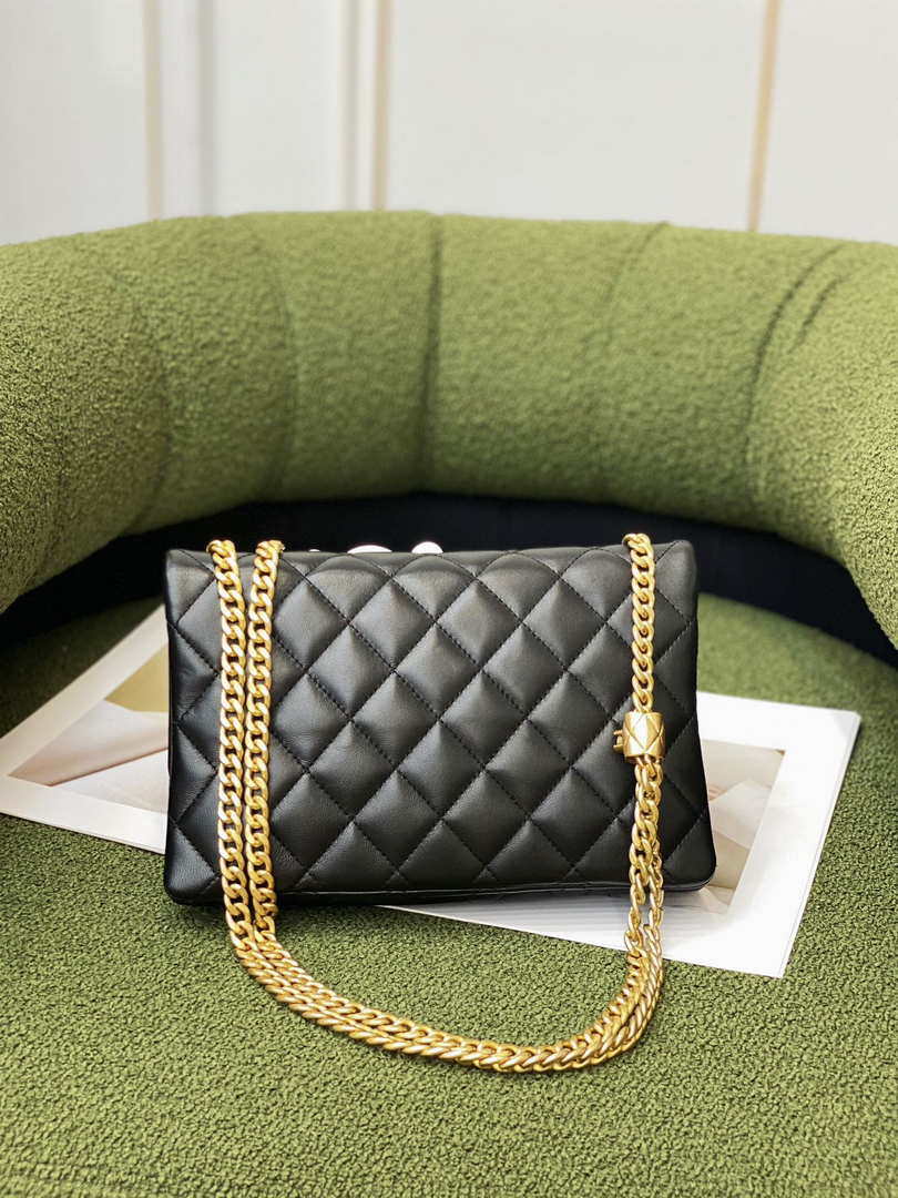 Chanel AS3609 Flap Bag Lambskin Lambskin & Gold-Tone Metal Black - Default Title - View 3