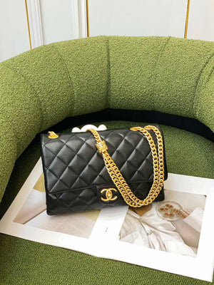 Chanel AS3609 Flap Bag Lambskin Lambskin & Gold-Tone Metal Black - Default Title - View 4