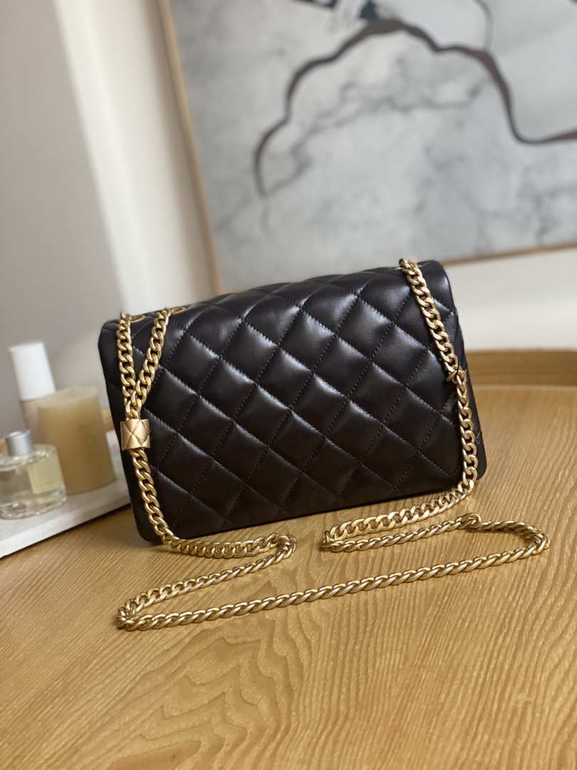 Chanel AS3609 Flap Bag Lambskin Lambskin & Gold-Tone Metal Dark Brown - Default Title - View 2