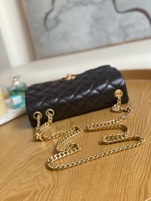 Chanel AS3609 Flap Bag Lambskin Lambskin & Gold-Tone Metal Dark Brown - Default Title - View 6